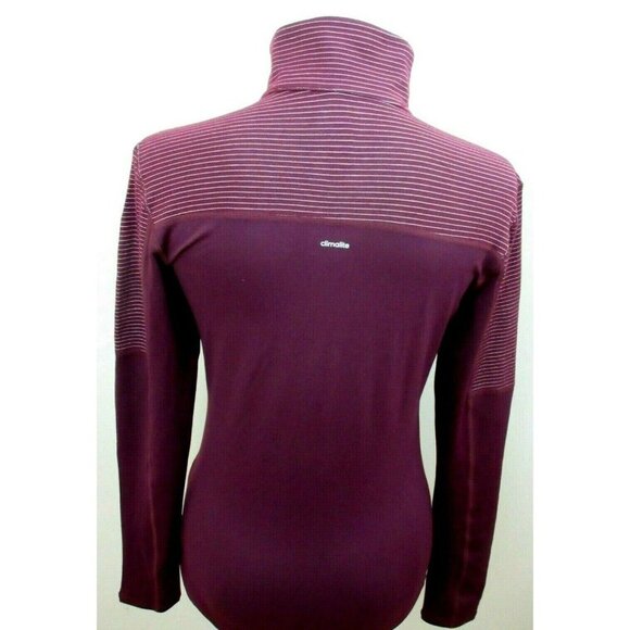 Adidas Women's Climalite 1/2 Zipper Pullover Maroon White Striped Size Medium - Picture 4 of 4